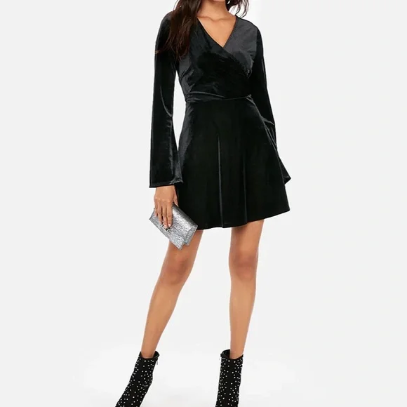 Express | Dresses | Express Velvet Fit And Flare Mini Dress | Poshmark